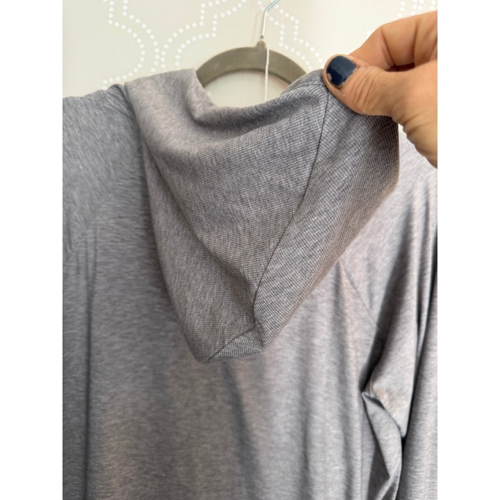 Athleta Hoodie Tunic Space Dye Cowl Neck Thumbhole Grey XL - Picture 4 of 7
